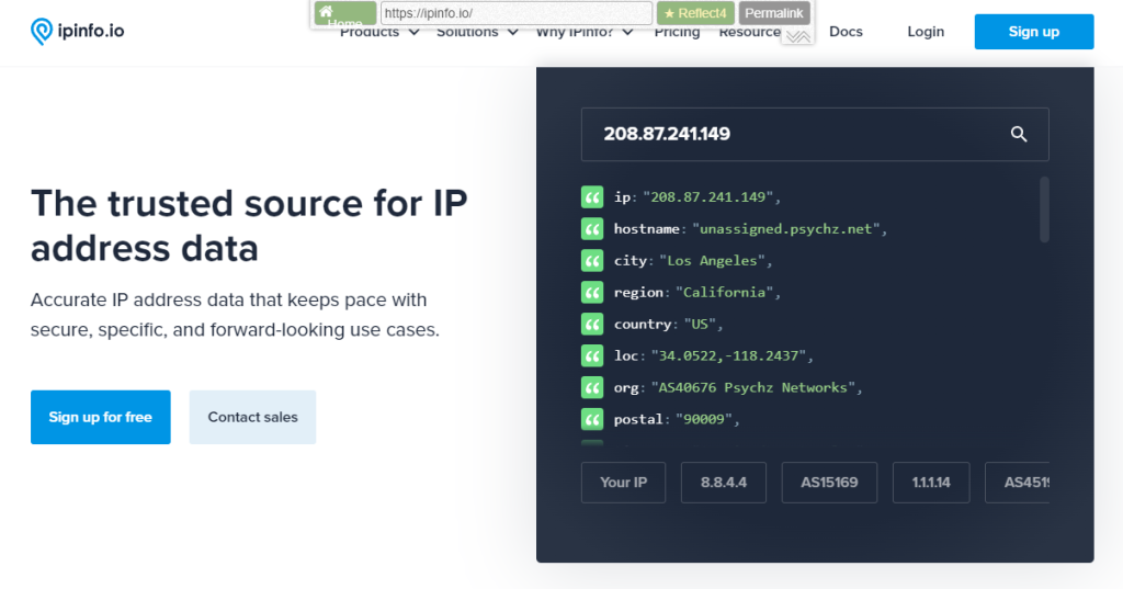 l'indirizzo IP modificato è 208.87.241.149