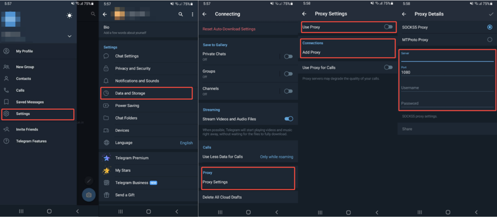 Configure Socks5 Proxy for Telegram Android