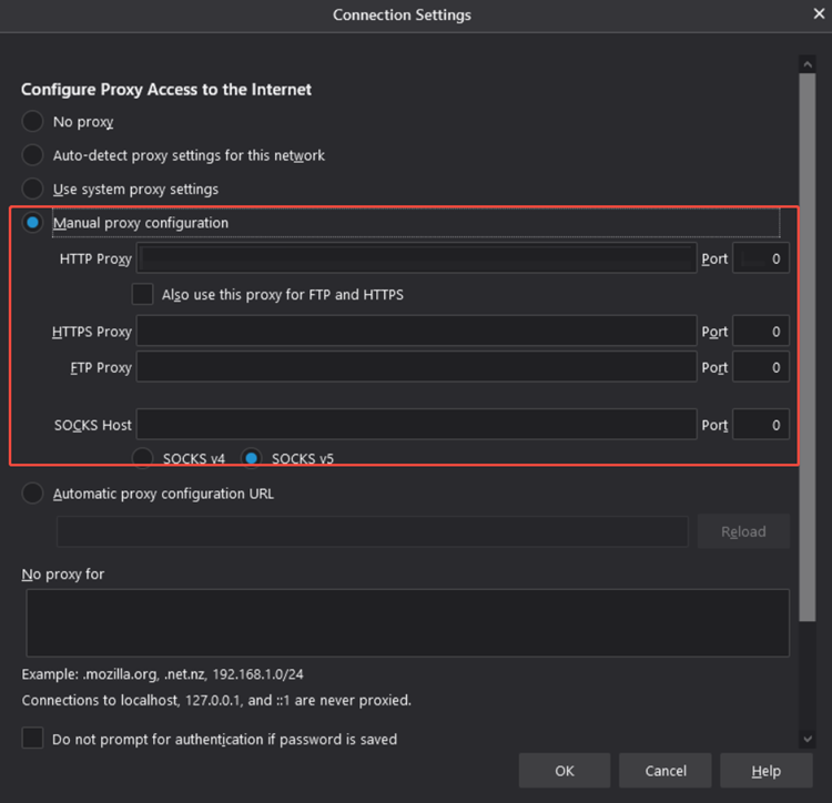 Find Proxy Server Address FireFox