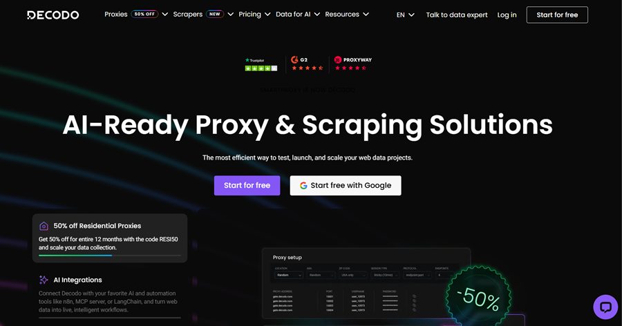 decodoウェブサイト