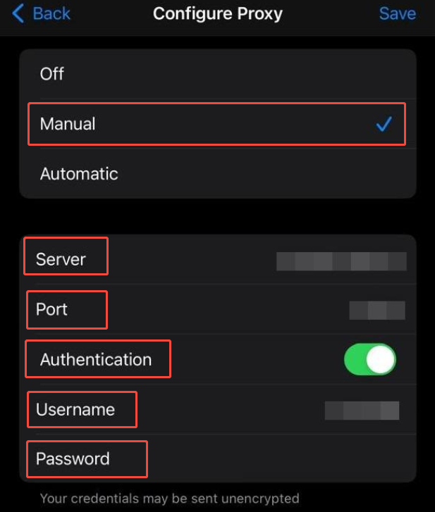 iphone manual proxy setup