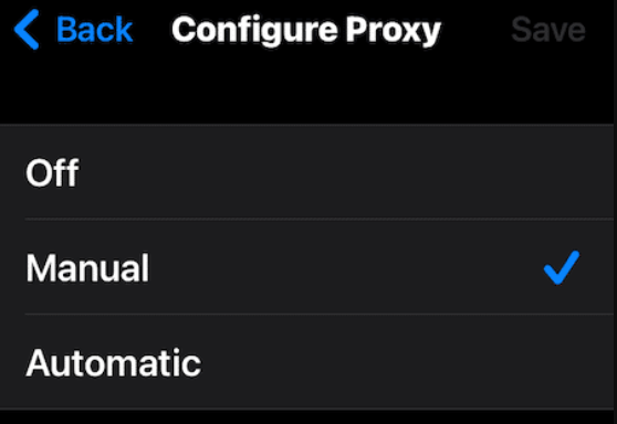 three types of proxy settings on iphone