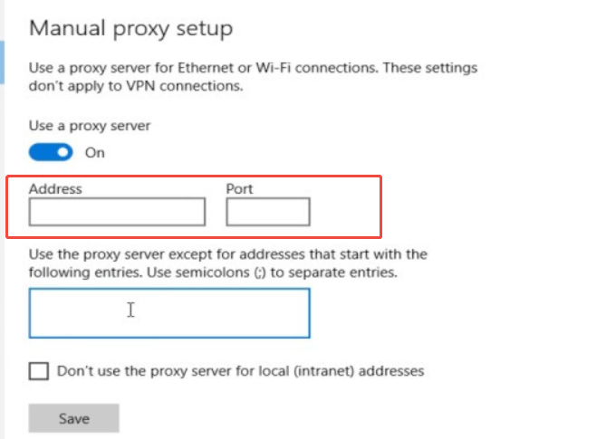 ручная настройка прокси для windows