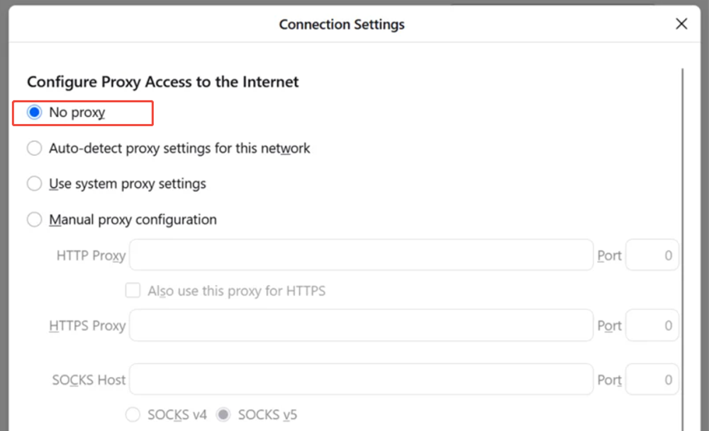 how to disable proxy on firefox