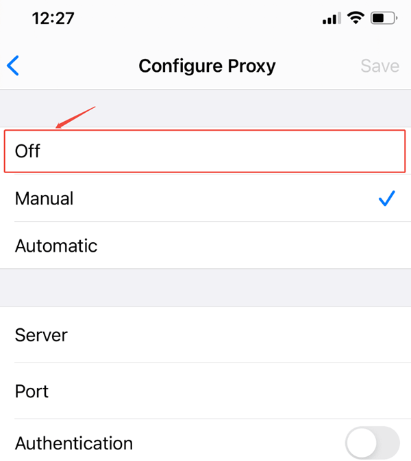 how to disable proxy on iphone