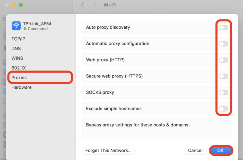how to disable proxy on mac