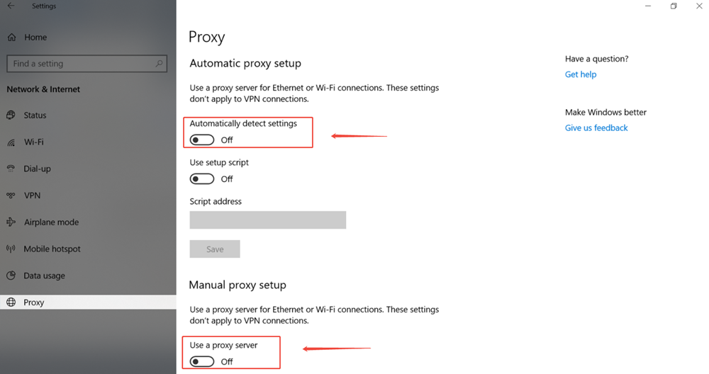 how to disable proxy on windows
