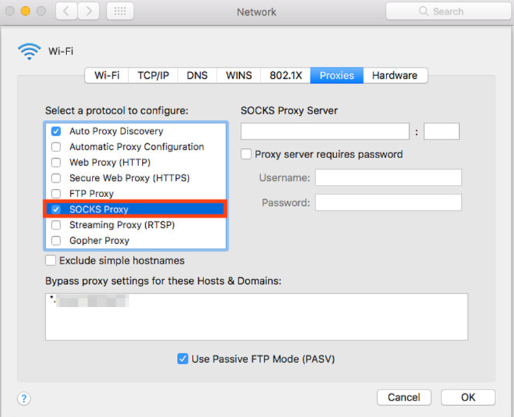 mac socks proxy