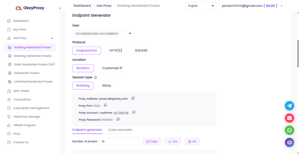 okeyproxy endpoint generate